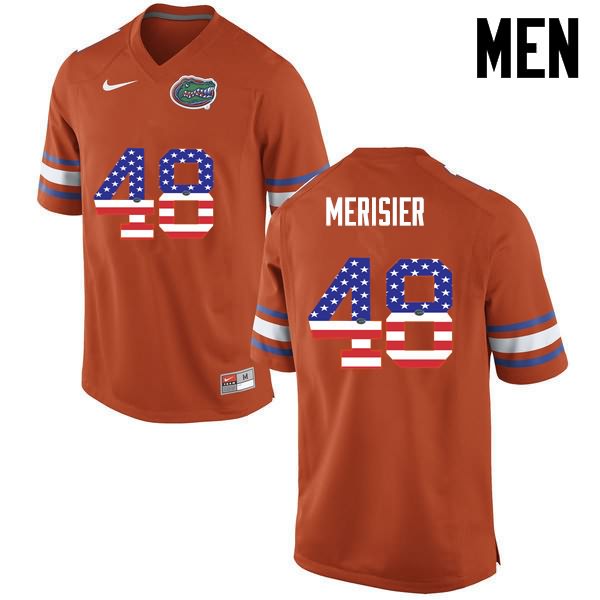 Men's NCAA Florida Gators Edwitch Merisier #48 Stitched Authentic USA Flag Fashion Nike Orange College Football Jersey DKJ8365RQ